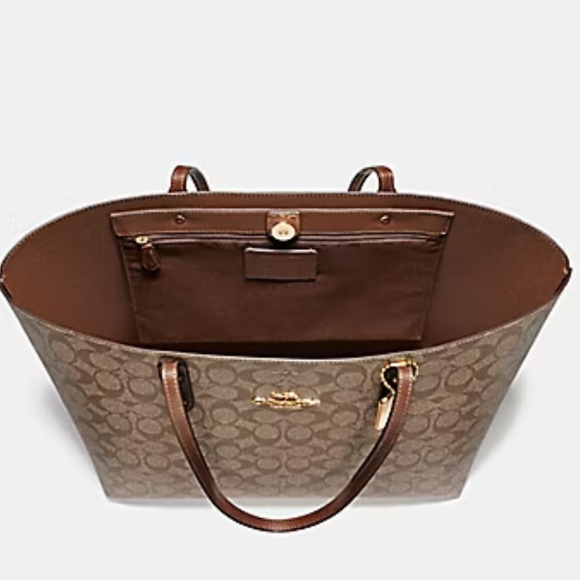 Coach Town Tote In Signature Canvas 76636 IMN91 IM/KHAKI POPPY - Picture 4 of 9